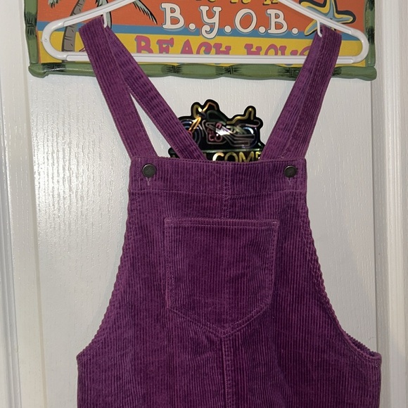 PURPLE CORDUROY PINAFORE OVERALL STYLE DRESS - Picture 2 of 7